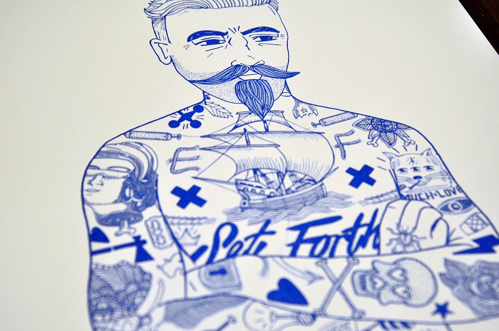 A3 Blue The Tat Man Digital Print