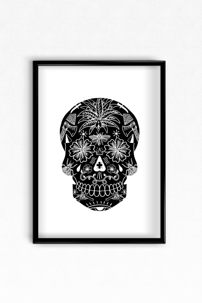 A3 Black Tattoo Skull Digital Print